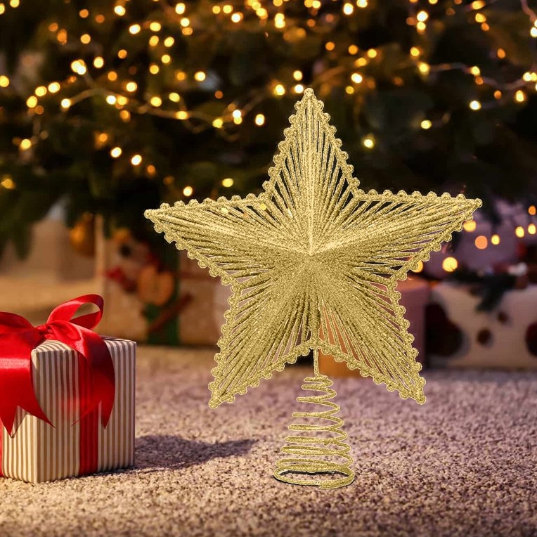 XMAS Gwiazda na choinkę czubek choinkowy złoty dekoracja ozdoba świąteczna 23cm - obrazek 6