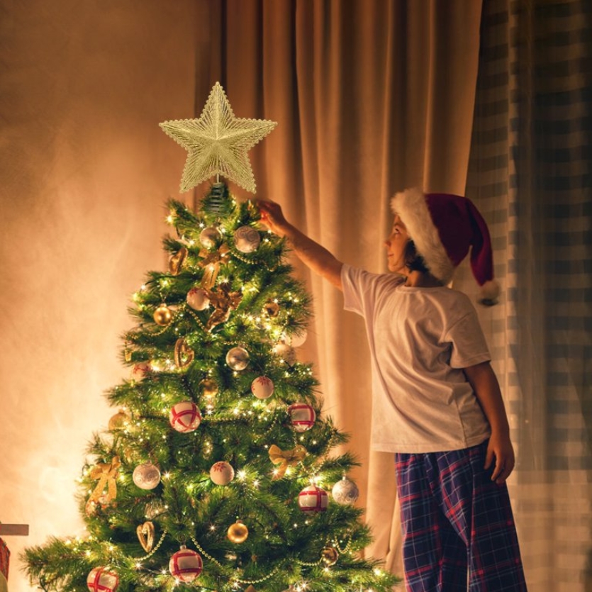 XMAS Gwiazda na choinkę czubek choinkowy złoty dekoracja ozdoba świąteczna 23cm - obrazek 7