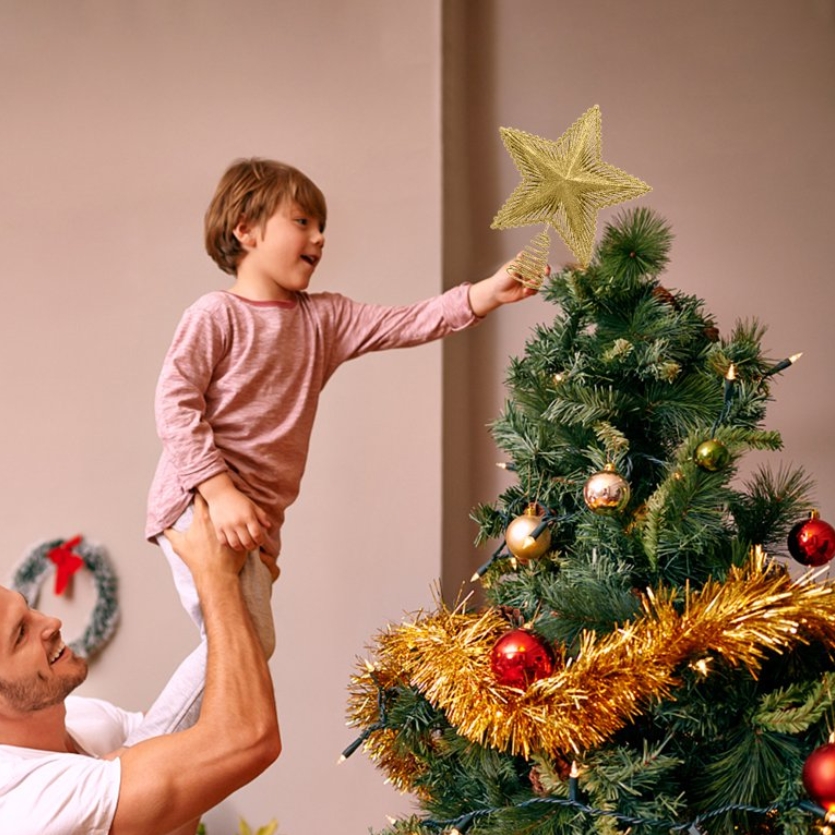 XMAS Gwiazda na choinkę czubek choinkowy złoty dekoracja ozdoba świąteczna 23cm - obrazek 8