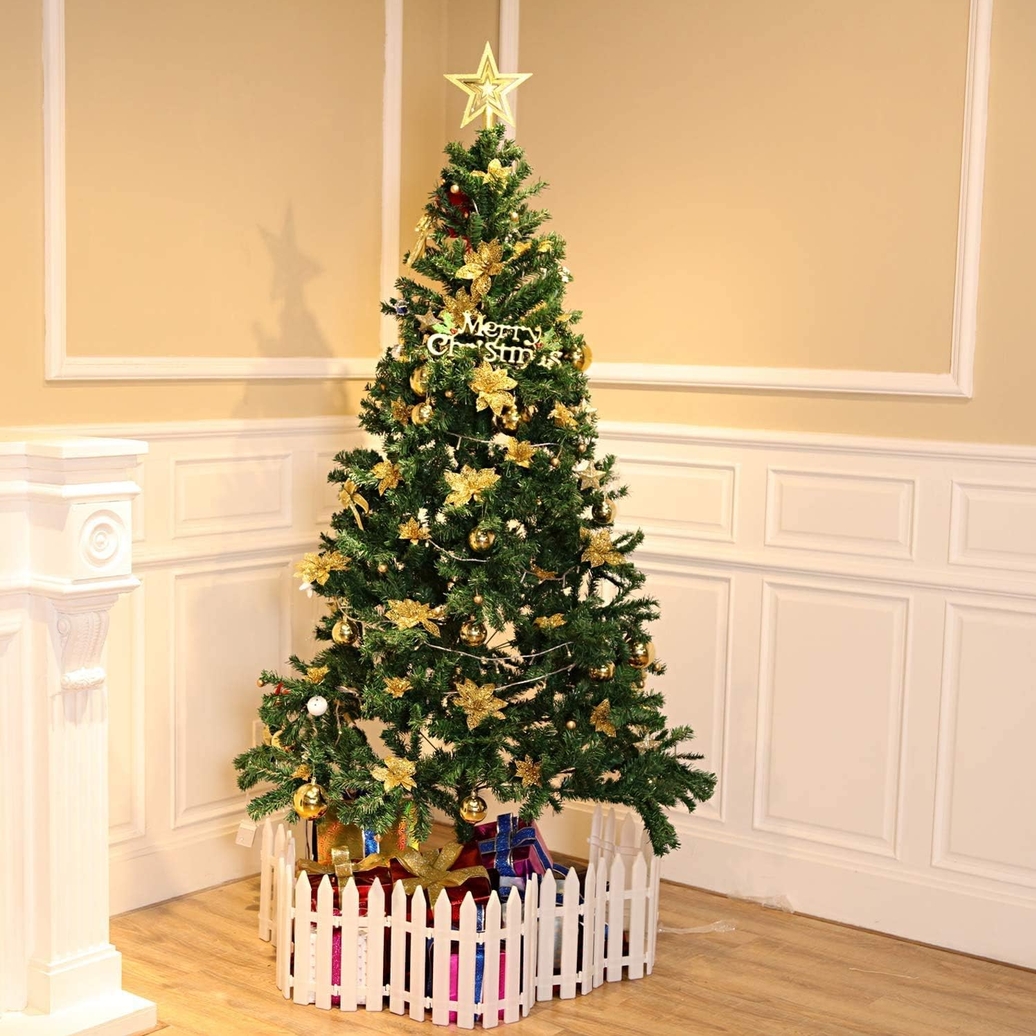 XMAS Gwiazda betlejemska złota poinsecja klips sztuczne kwiaty na stroik dekoracja ozdoba świąteczna 10cm 3szt - obrazek 2