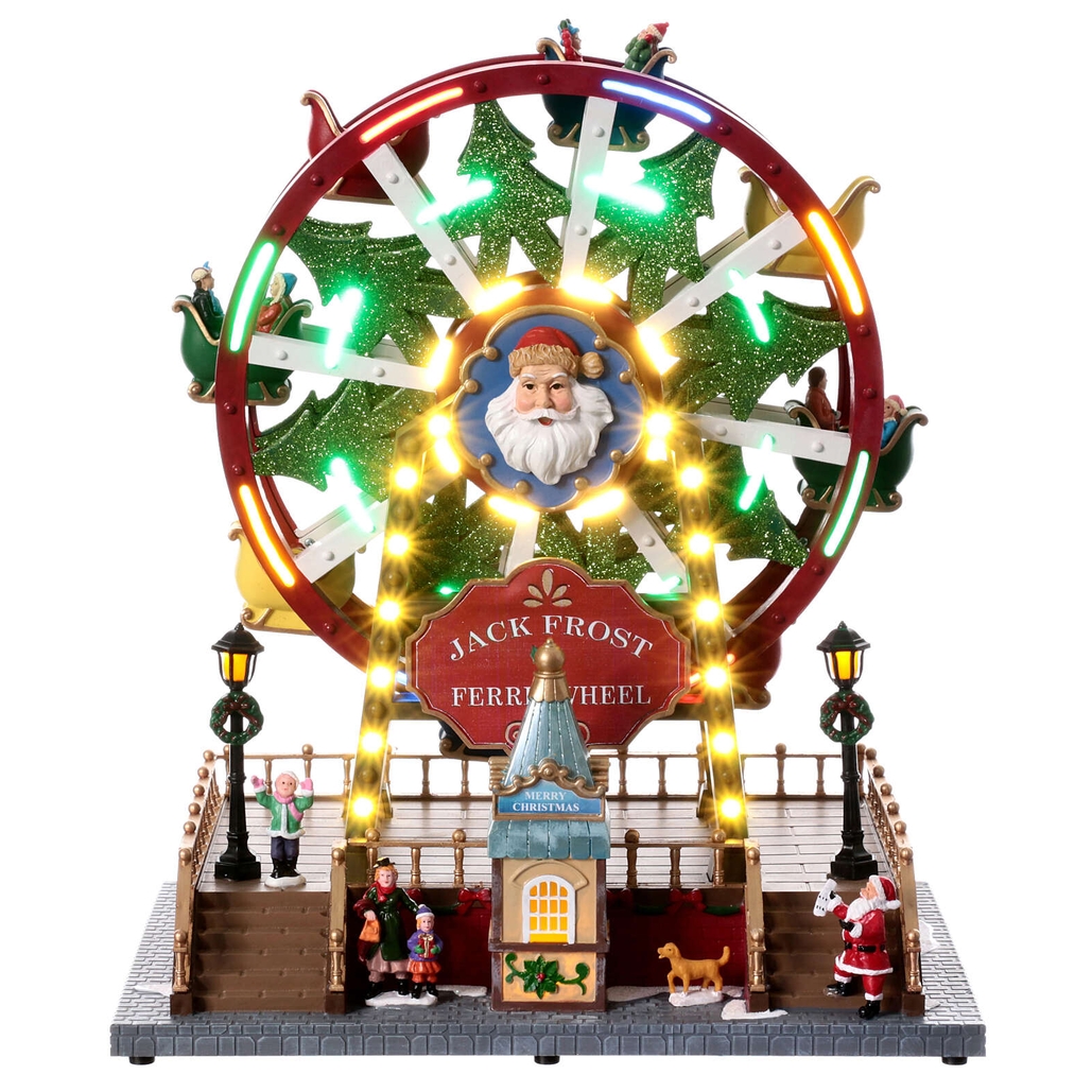 XMAS Karuzela świąteczna led ruchome koło diabelski młyn miasteczko bożonarodzeniowe ozdoba świąteczna 35cm