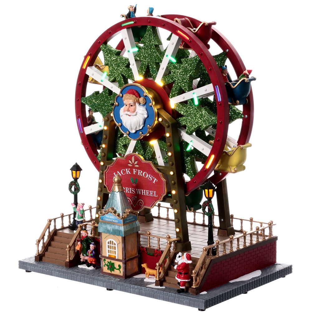 XMAS Karuzela świąteczna led ruchome koło diabelski młyn miasteczko bożonarodzeniowe ozdoba świąteczna 35cm - obrazek 2