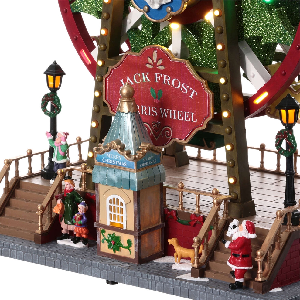 XMAS Karuzela świąteczna led ruchome koło diabelski młyn miasteczko bożonarodzeniowe ozdoba świąteczna 35cm - obrazek 3