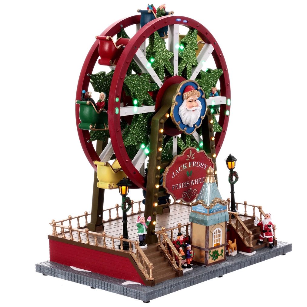XMAS Karuzela świąteczna led ruchome koło diabelski młyn miasteczko bożonarodzeniowe ozdoba świąteczna 35cm - obrazek 4