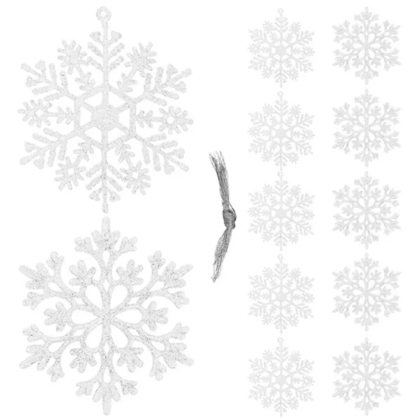 XMAS Zawieszki świąteczne ozdoba na choinkę okno szybę śnieżynki płatki śniegu brokat 10cm 12szt