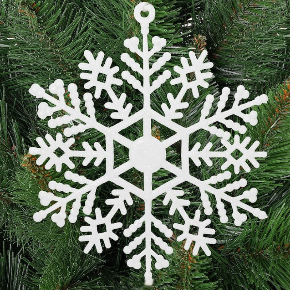 XMAS Zawieszki świąteczne ozdoba na choinkę okno szybę śnieżynki płatki śniegu brokat 10cm 12szt - obrazek 6