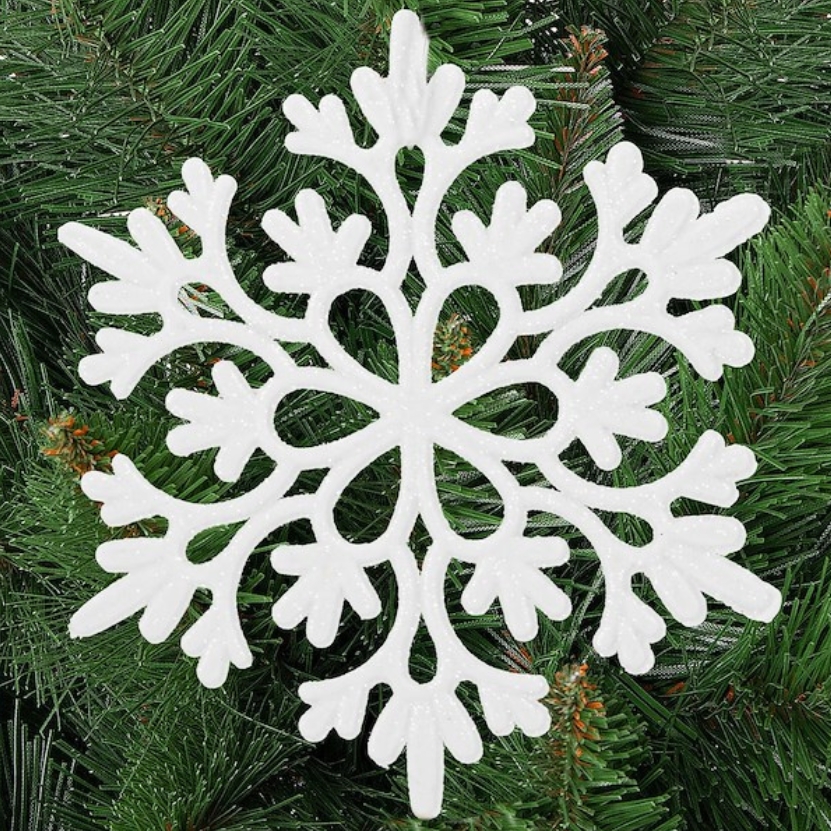 XMAS Zawieszki świąteczne ozdoba na choinkę okno szybę śnieżynki płatki śniegu brokat 10cm 12szt - obrazek 7