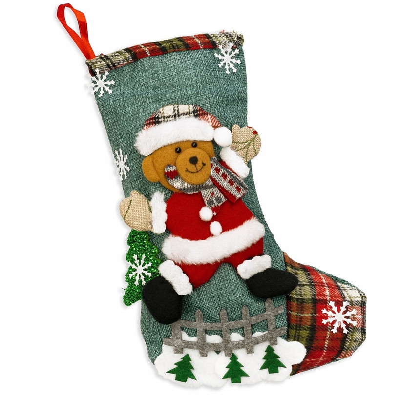 XMAS Skarpety świąteczne na kominek prezenty skarpeta świąteczna zestaw xxl 35cm 4szt - obrazek 2