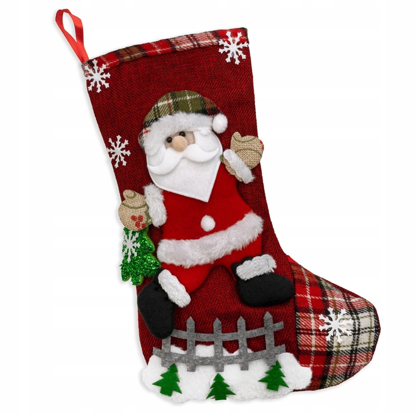 XMAS Skarpety świąteczne na kominek prezenty skarpeta świąteczna zestaw xxl 35cm 4szt - obrazek 3