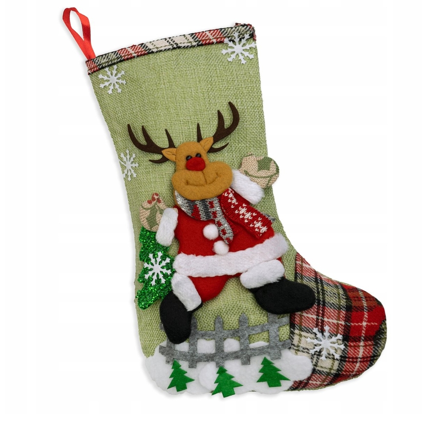 XMAS Skarpety świąteczne na kominek prezenty skarpeta świąteczna zestaw xxl 35cm 4szt - obrazek 4