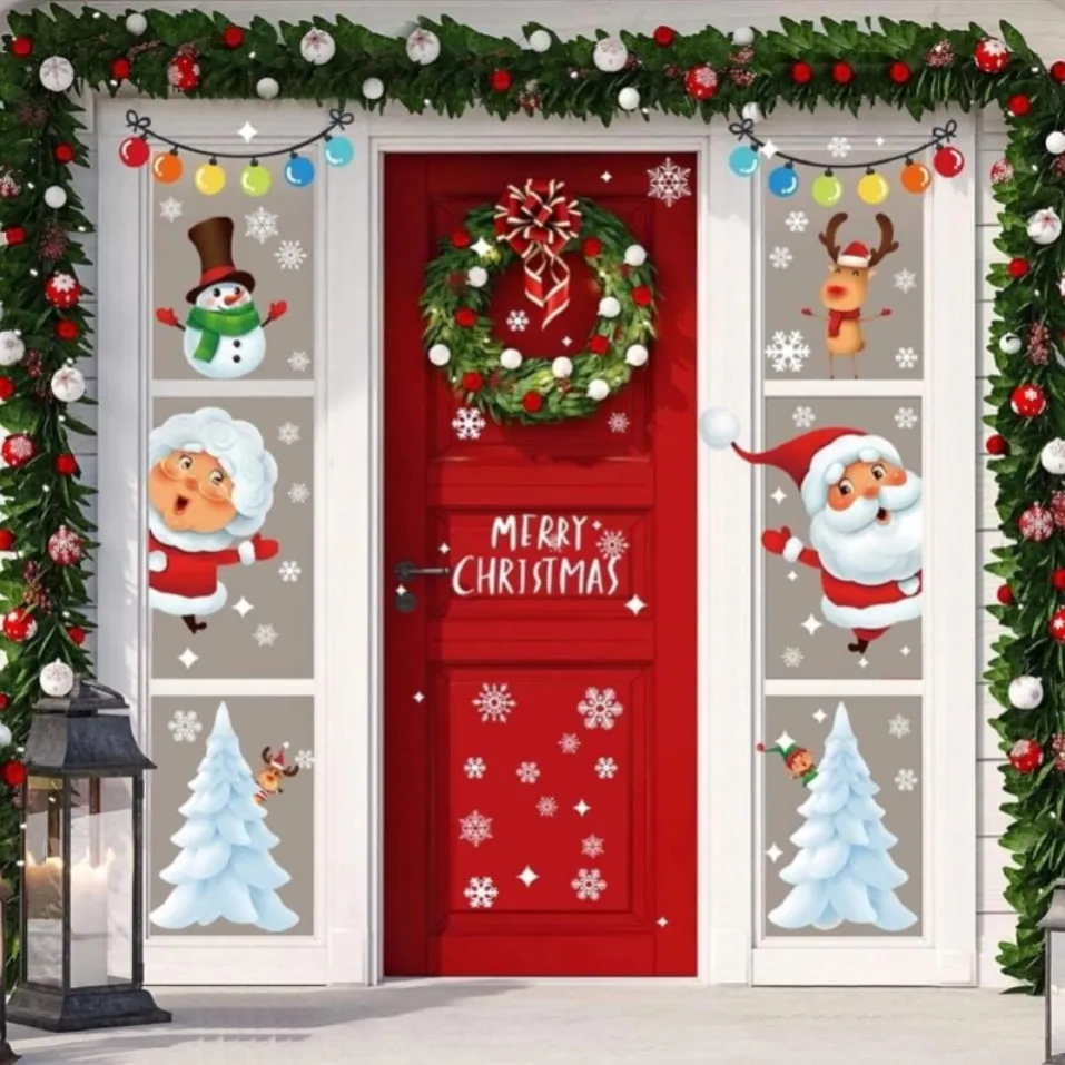 XMAS Naklejki świąteczne na szybę okno ozdoba dekoracja świąteczna mikołaj święta 2 arkusze xxl 90x30cm - obrazek 2