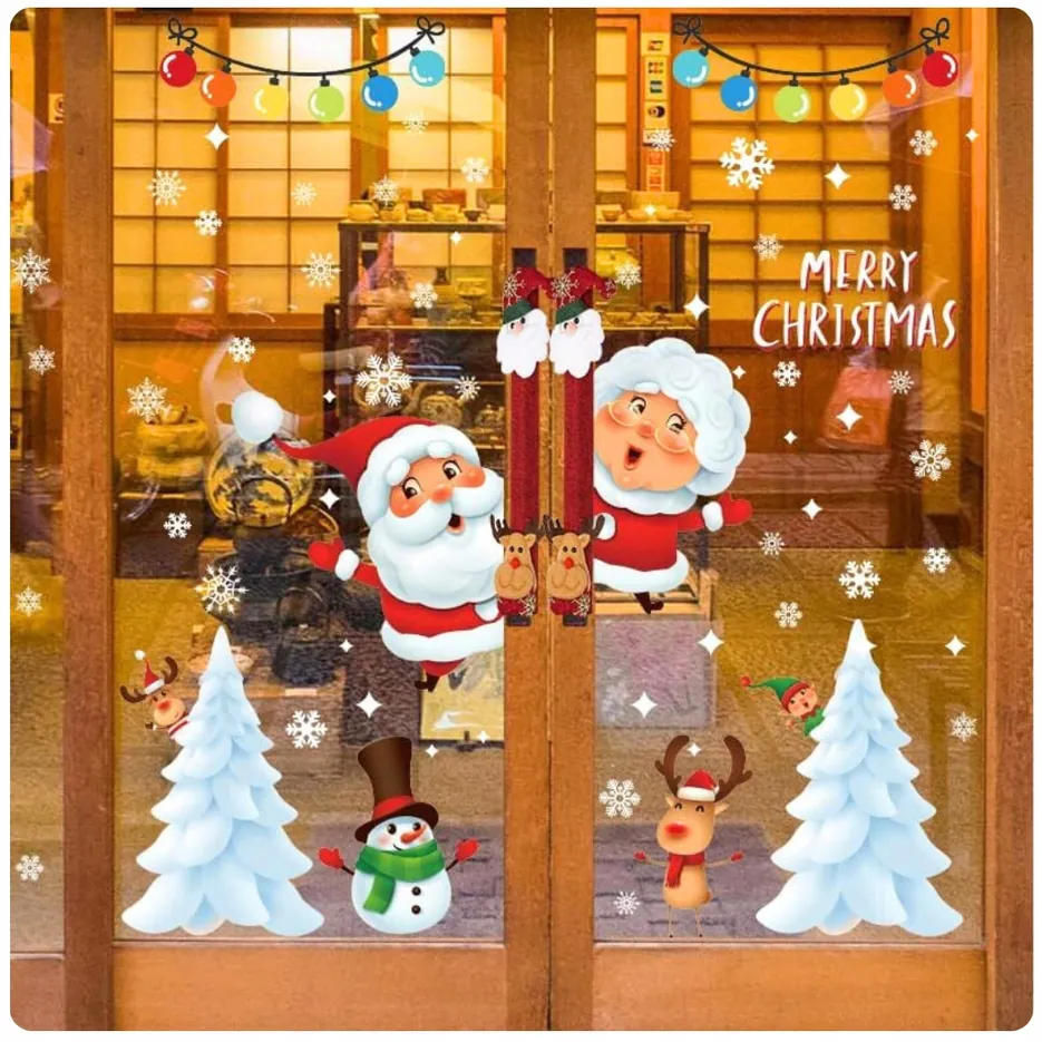 XMAS Naklejki świąteczne na szybę okno ozdoba dekoracja świąteczna mikołaj święta 2 arkusze xxl 90x30cm - obrazek 4