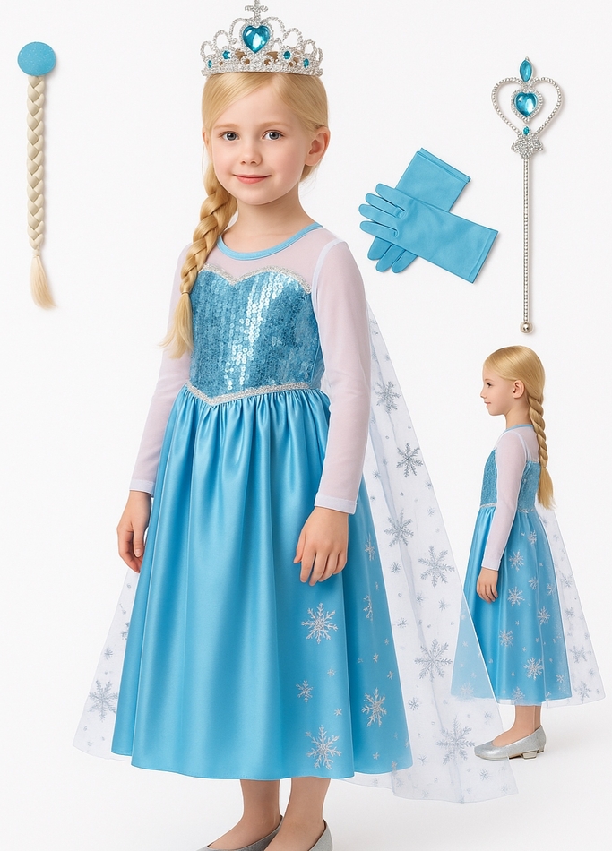 PLAYJOY Kostium strój przebranie księżniczki księżniczka sukienka akcesoria zestaw rozmiar s 98-104 - obrazek 2