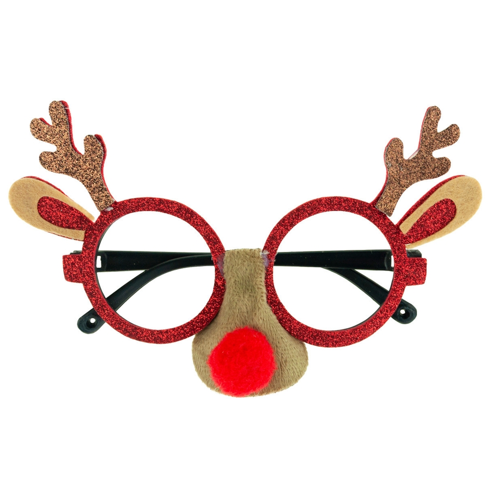XMAS Okulary świąteczne renifer czerwony nos ozdoba świąteczna - obrazek 2
