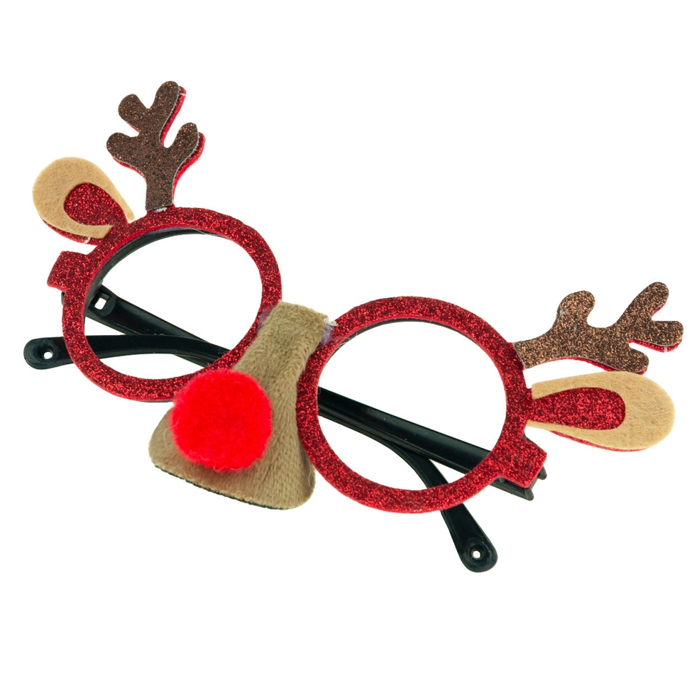 XMAS Okulary świąteczne renifer czerwony nos ozdoba świąteczna - obrazek 3