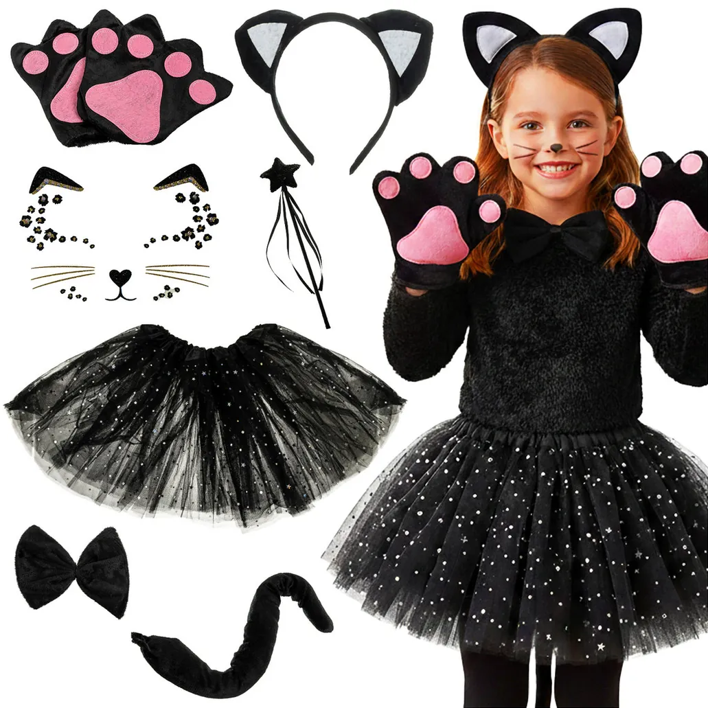 PLAYJOY Kostium strój przebranie kota halloween akcesoria zestaw 7w1