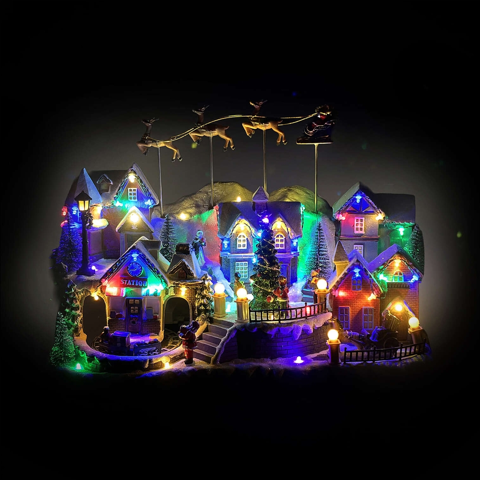 XMAS Miasteczko bożonarodzeniowe led jarmark wioska mikołaj muzyka ozdoba świąteczna 43cm - obrazek 4