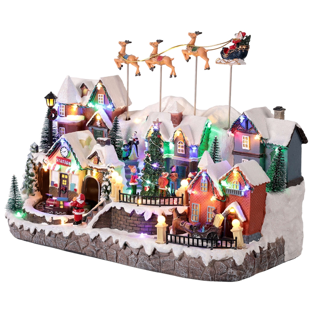 XMAS Miasteczko bożonarodzeniowe led jarmark wioska mikołaj muzyka ozdoba świąteczna 43cm - obrazek 3