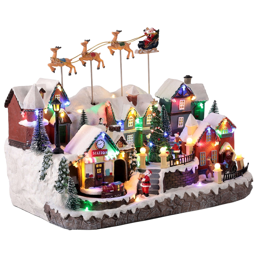 XMAS Miasteczko bożonarodzeniowe led jarmark wioska mikołaj muzyka ozdoba świąteczna 43cm - obrazek 2