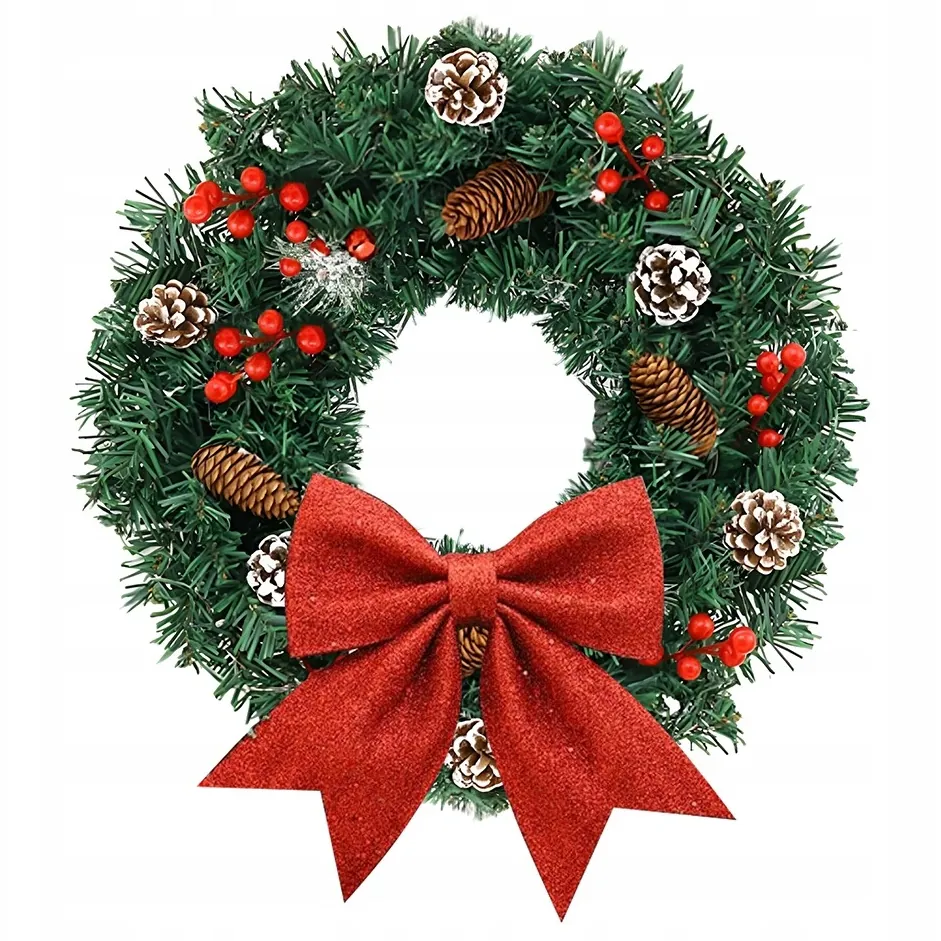 XMAS Świąteczny wianek ozdoba na drzwi wieniec stroik dekoracja choinka girlanda świąteczna xxl 60cm