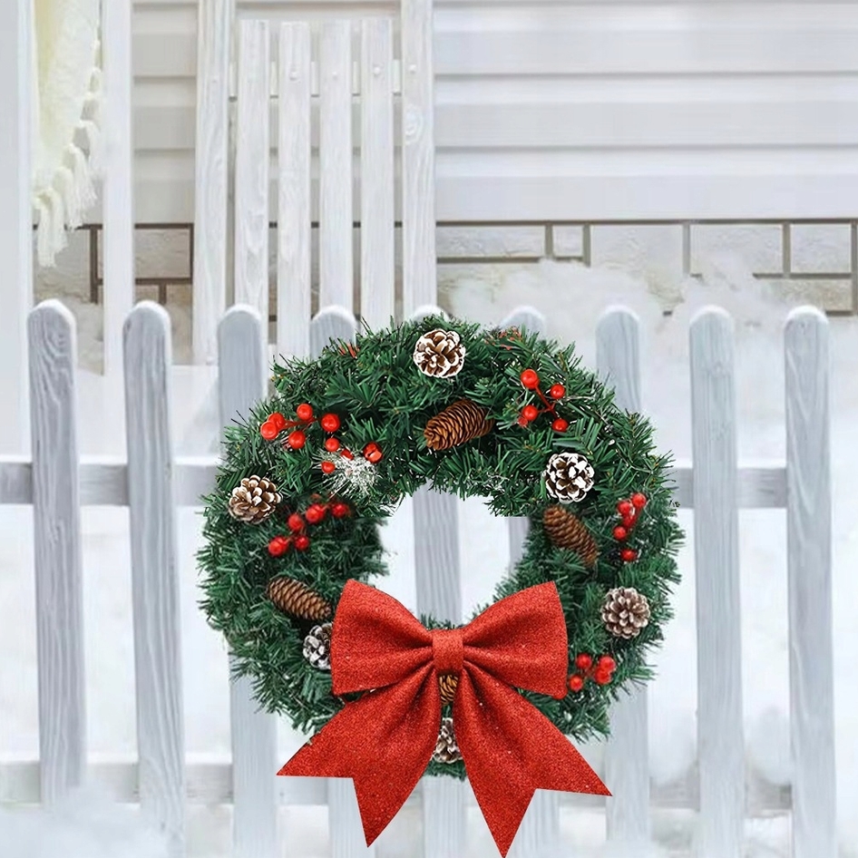 XMAS Świąteczny wianek ozdoba na drzwi wieniec stroik dekoracja choinka girlanda świąteczna xxl 60cm - obrazek 2
