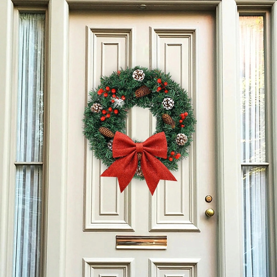 XMAS Świąteczny wianek ozdoba na drzwi wieniec stroik dekoracja choinka girlanda świąteczna xxl 60cm - obrazek 4