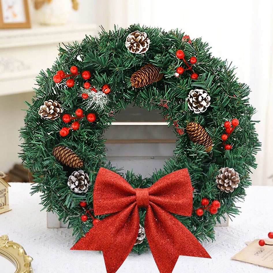 XMAS Świąteczny wianek ozdoba na drzwi wieniec stroik dekoracja choinka girlanda świąteczna xxl 60cm - obrazek 5