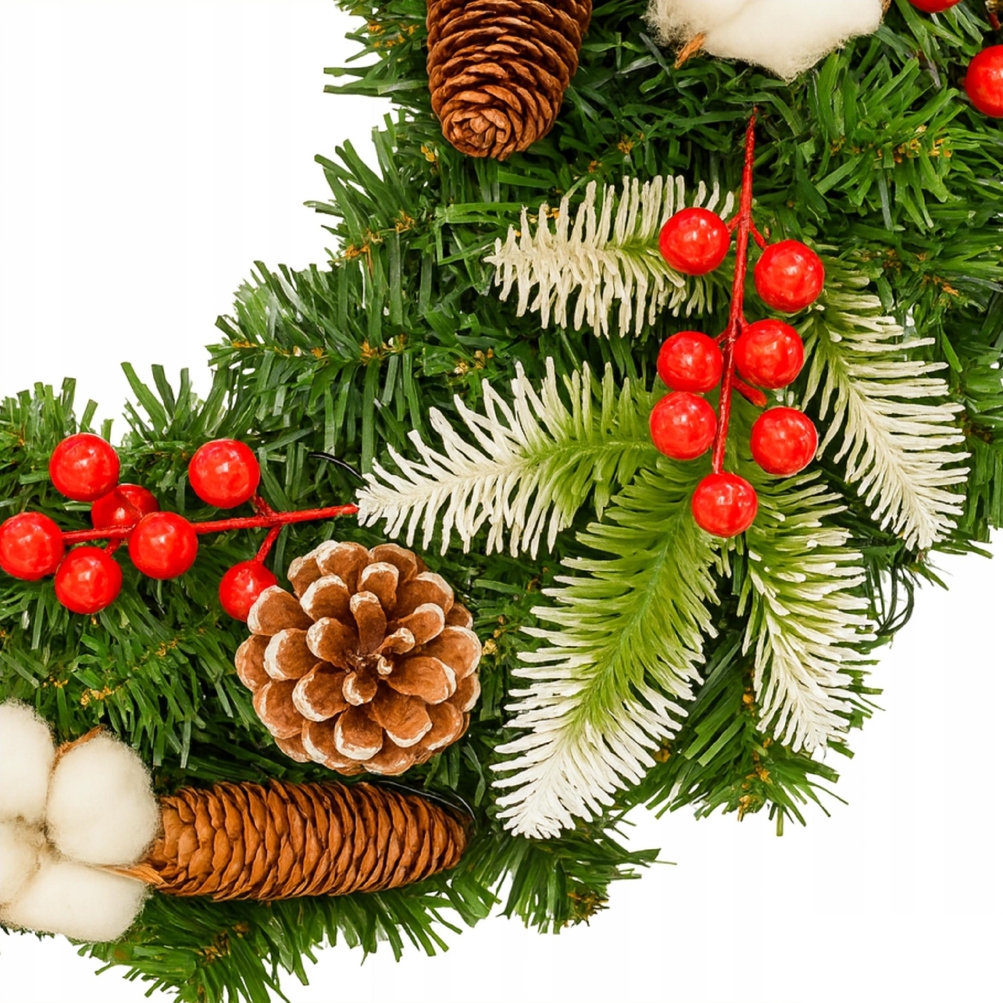 XMAS Świąteczny wianek ozdoba na drzwi wieniec stroik dekoracja choinka girlanda świąteczna xl 40cm - obrazek 5
