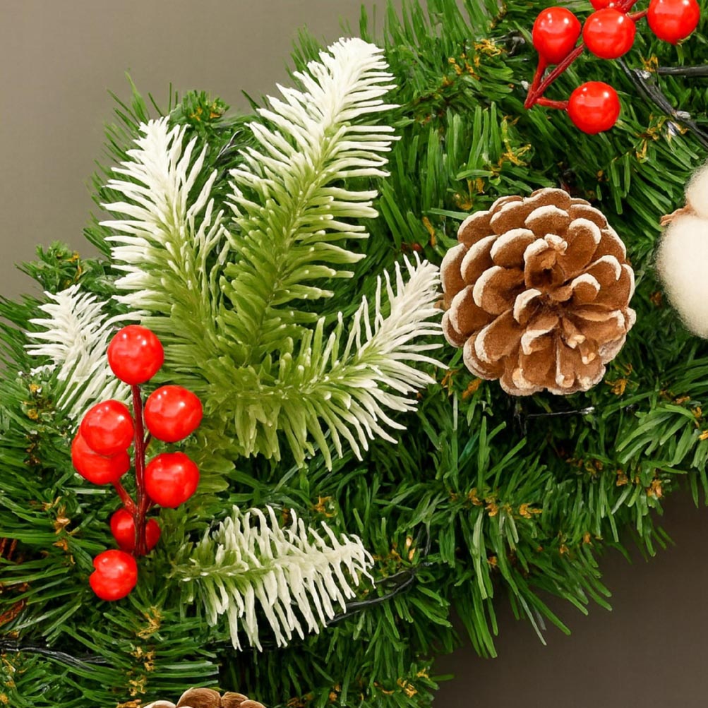 XMAS Świąteczny wianek ozdoba na drzwi wieniec stroik dekoracja choinka girlanda świąteczna xl 40cm - obrazek 4
