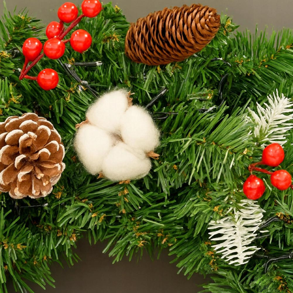 XMAS Świąteczny wianek ozdoba na drzwi wieniec stroik dekoracja choinka girlanda świąteczna xl 40cm - obrazek 3
