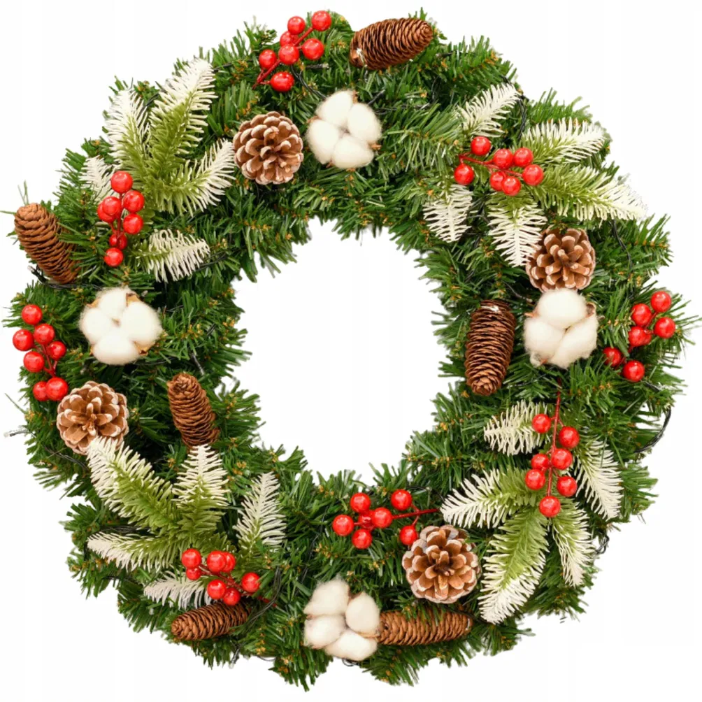 XMAS Świąteczny wianek ozdoba na drzwi wieniec stroik dekoracja choinka girlanda świąteczna xl 40cm