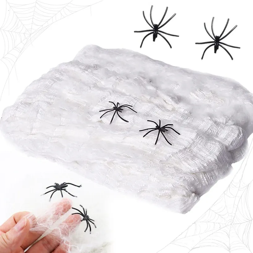 Sztuczna pajęczyna z pająkami ozdoba halloween