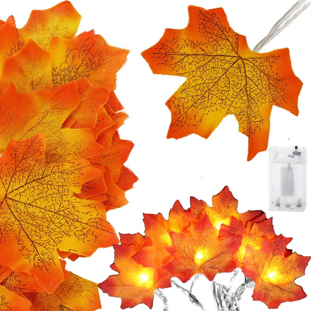Girlanda świetlna liście klonu jesień łańcuch na baterie 20 led ozdoba halloween