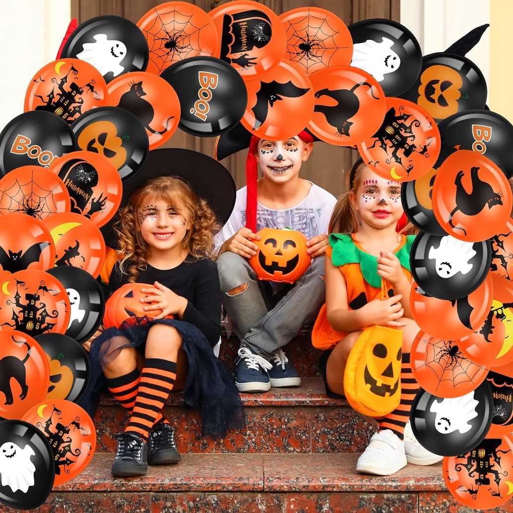 Balony czarno-pomarańczowe na halloween dekoracja zestaw 30cm 10szt - obrazek 5