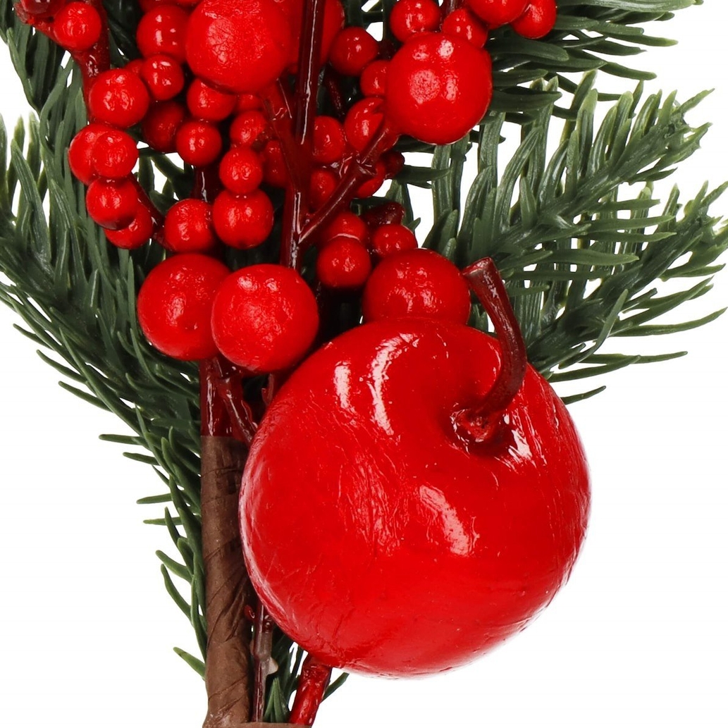 XMAS Gałązka świerku głóg jarzębina dekoracja na święta stroik choinka ozdoba świąteczna 32cm - obrazek 4