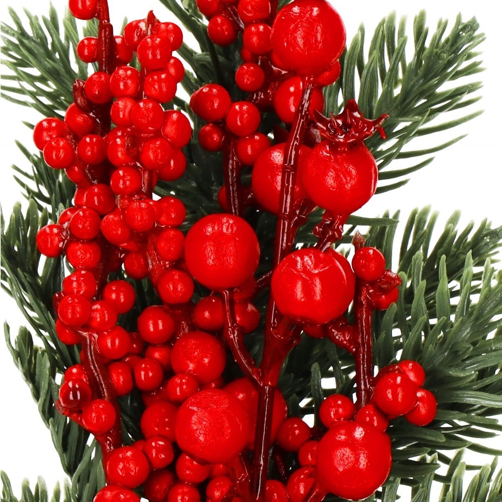 XMAS Gałązka świerku głóg jarzębina dekoracja na święta stroik choinka ozdoba świąteczna 32cm - obrazek 5