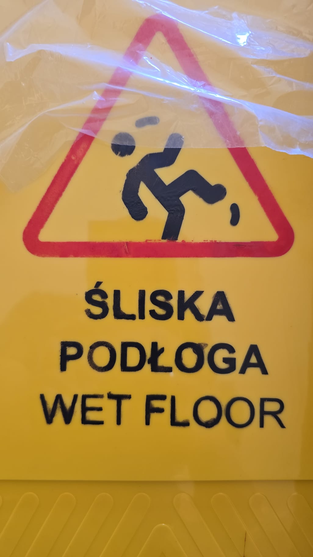 HÖGLER Tablica ostrzegawcza dwustronna żółta potykacz uwaga śliska podłoga OUTLET - obrazek 8