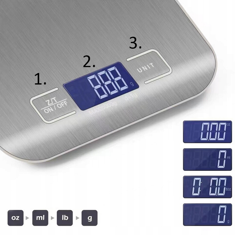 HÖGLER Waga kuchenna jubilerska elektroniczna płaska precyzyjna lcd 10kg 1g - obrazek 6