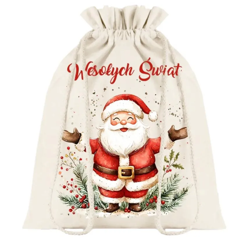 XMAS Świąteczny worek wór na prezenty prezent mikołaja ozdoba świąteczna 47cm