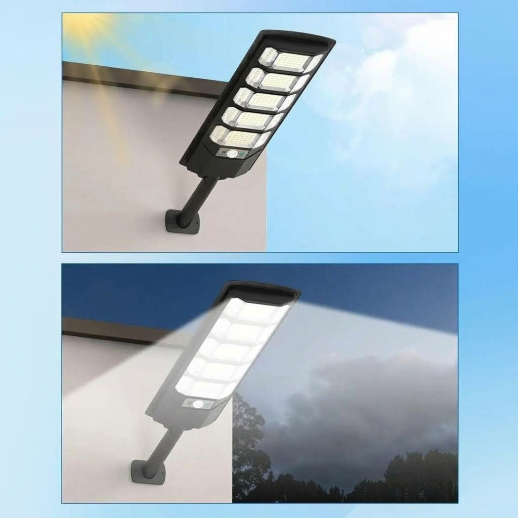 LEDLIGHT Lampa uliczna solarna 240 led czujnik ruchu sensor panel uchwyt ramię pilot ip65 1200w - obrazek 4