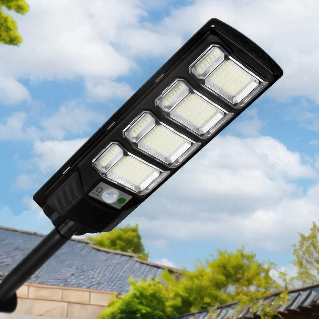 LEDLIGHT Lampa uliczna solarna 192 led czujnik ruchu sensor panel uchwyt ramię pilot ip65 1000w - obrazek 3