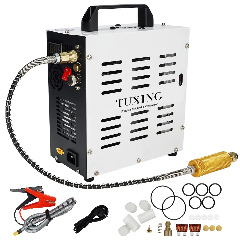 TUXING TXES061-2 kompresor bezolejowy do wiatrówek pcp paintballu 300 bar 4500 psi 12v 220v