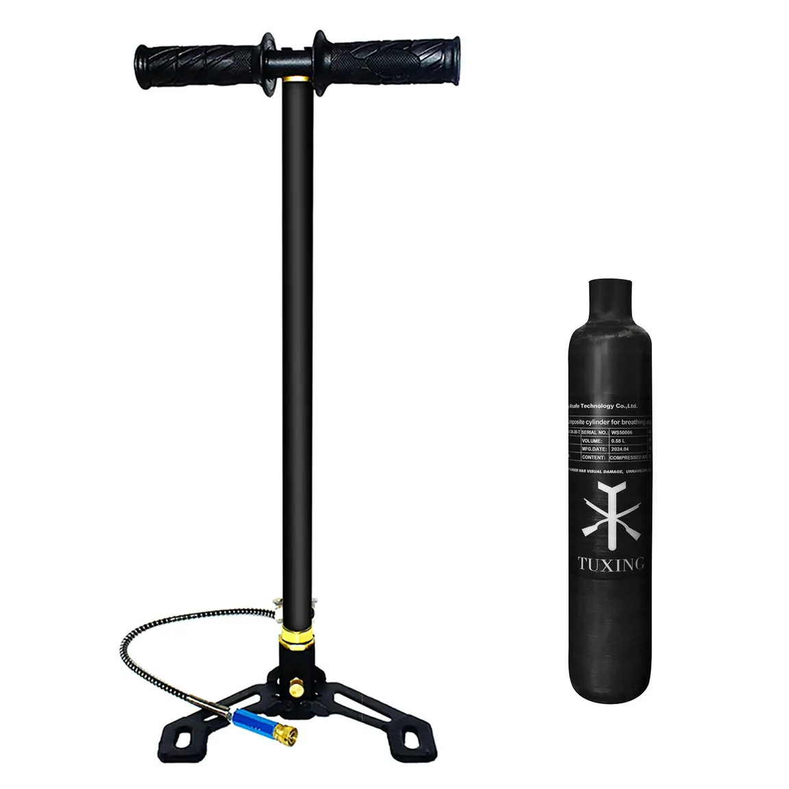 MOUNTAIN GHOST® Pompka ciśnieniowa pompa ręczna trzystopniowa do wiatrówek pcp paintball 300 bar 4500 psi - obrazek 2