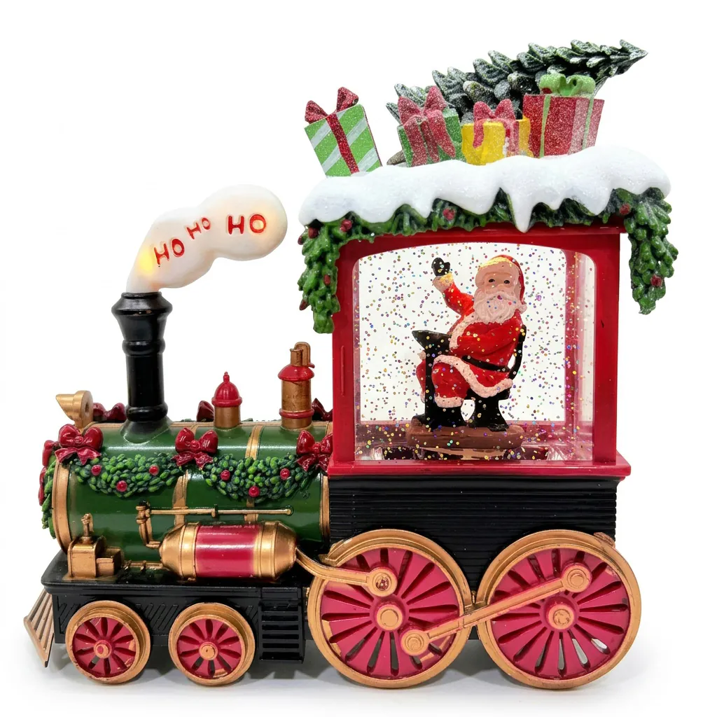 XMAS Świąteczny pociąg lokomotywa led kula śnieżna pozytywka ozdoba świąteczna 22cm