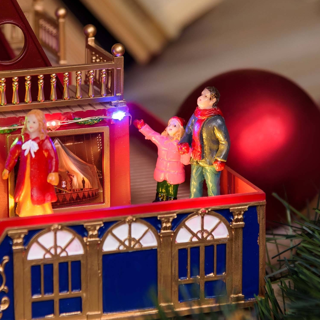 XMAS Karuzela świąteczna led ruchome koło diabelski młyn miasteczko bożonarodzeniowe ozdoba świąteczna 48cm - obrazek 6