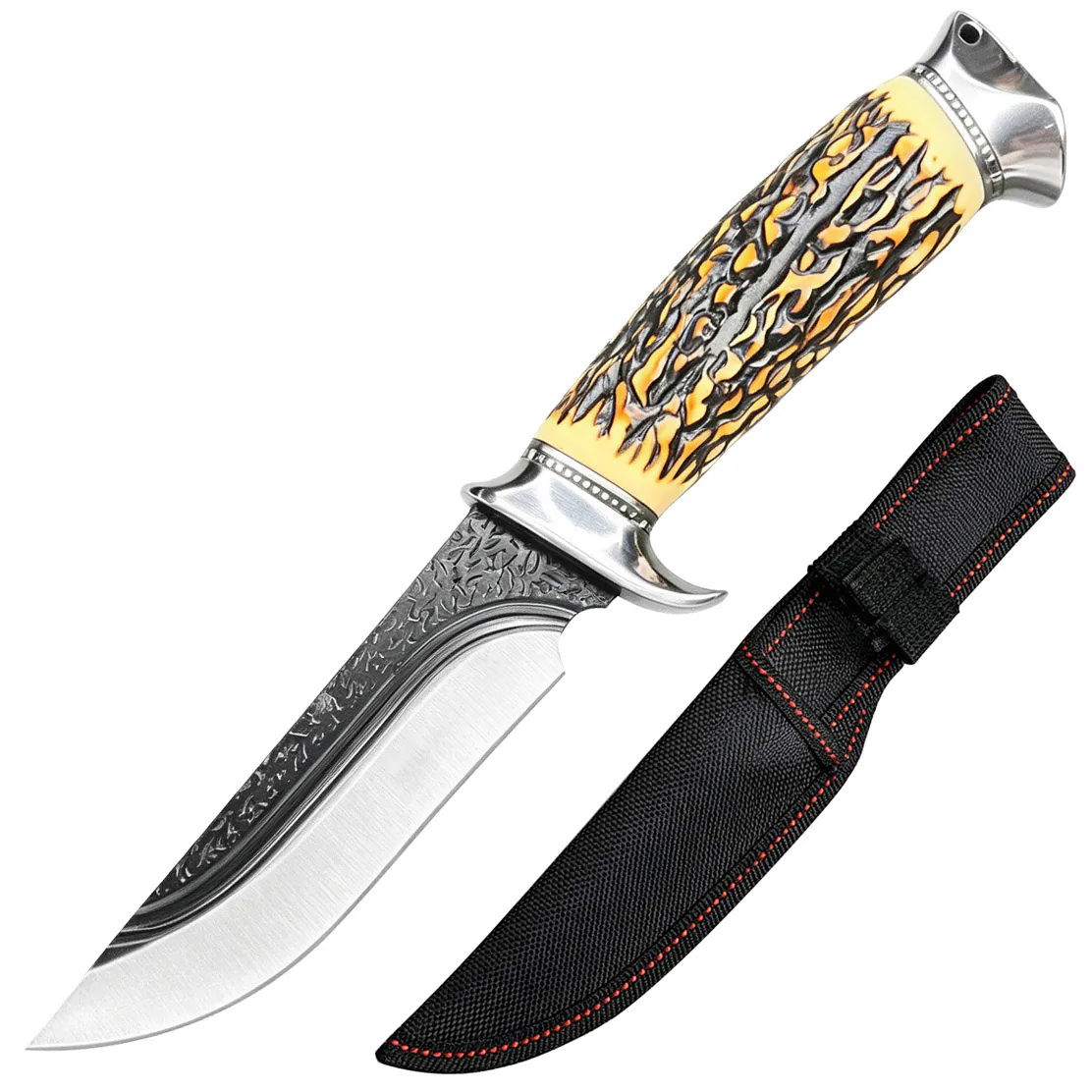 FOXTER® Nóż myśliwski survival finka poroże pokrowiec 22cm