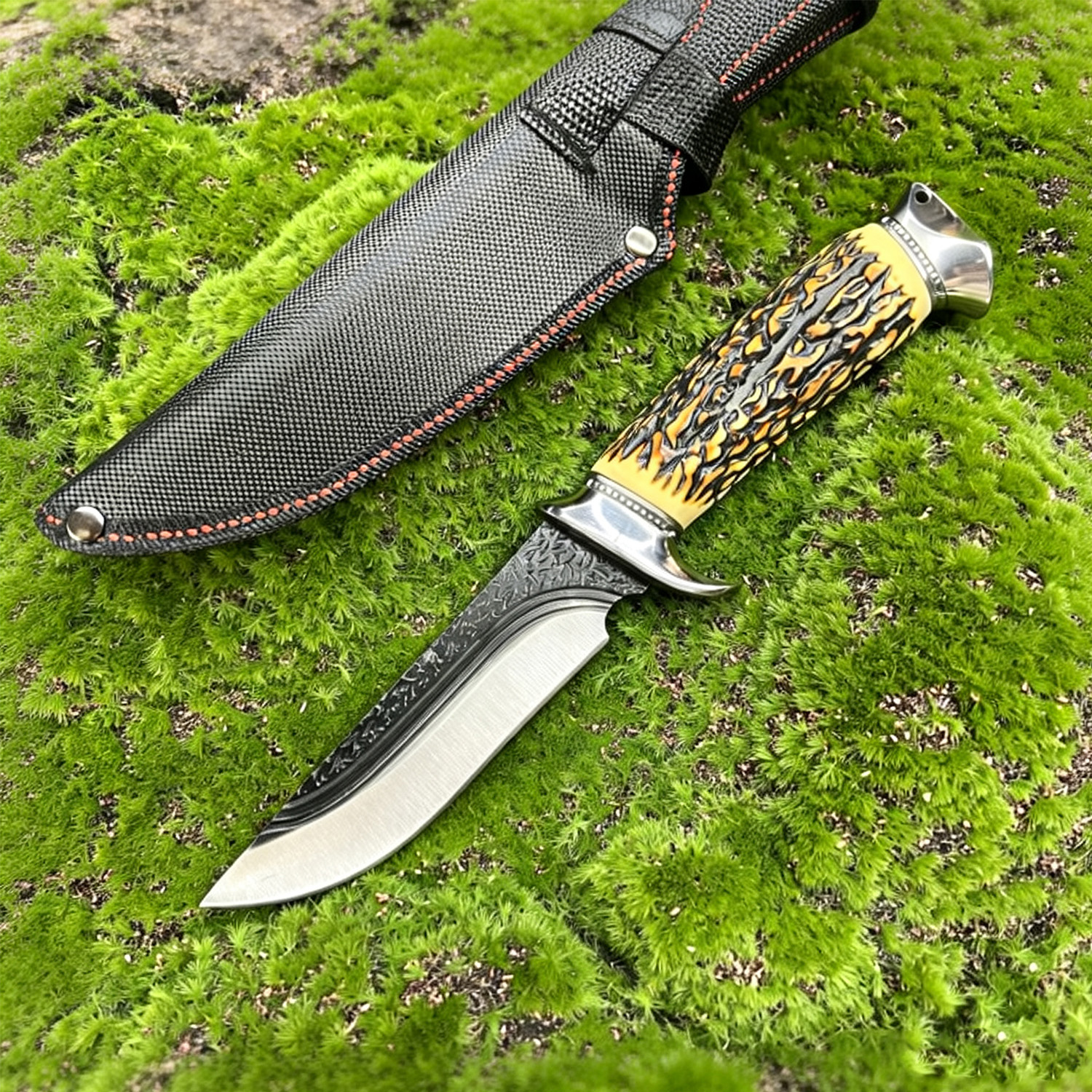 FOXTER® Nóż myśliwski survival finka poroże pokrowiec 22cm - obrazek 3