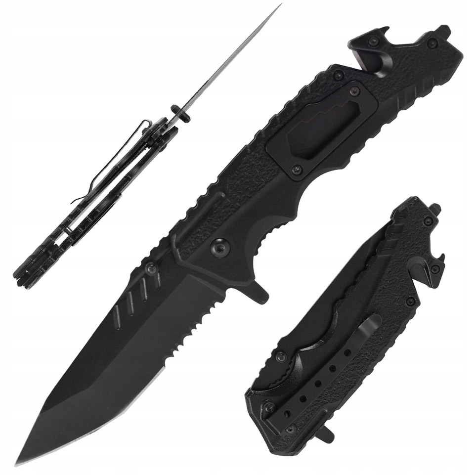 FOXTER® Nóż składany scyzoryk taktyczny turystyczny survival otwieracz przecinak wybijak klucz 18cm - obrazek 2