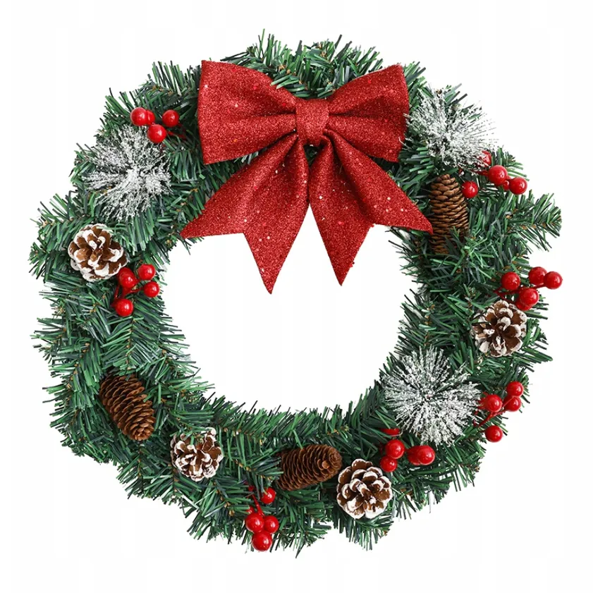 XMAS Świąteczny wianek ozdoba na drzwi wieniec stroik dekoracja choinka girlanda świąteczna xl 40cm