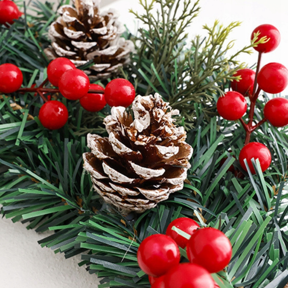 XMAS Świąteczny wianek ozdoba na drzwi wieniec stroik dekoracja choinka girlanda świąteczna xl 40cm - obrazek 3